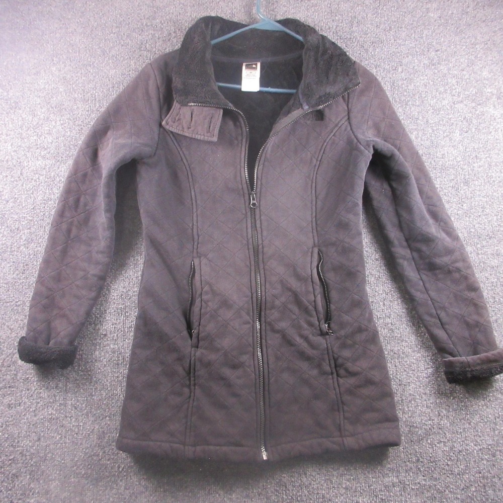 The North Face Jacket Womens Small Gray Quilted Fleece Full Zip Lined Outdoor